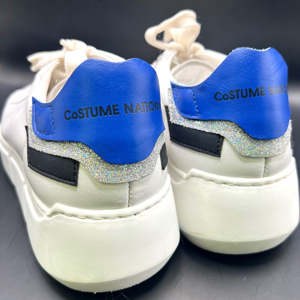 CNC CoSTUME National White Sneakers with Blue Heel Accent- Size:37-1/2 - Picture 7 of 10